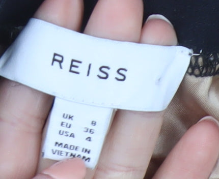 Reiss Women Beige Tapered Trousers UK 8 Acetate Blend Elastic Waist