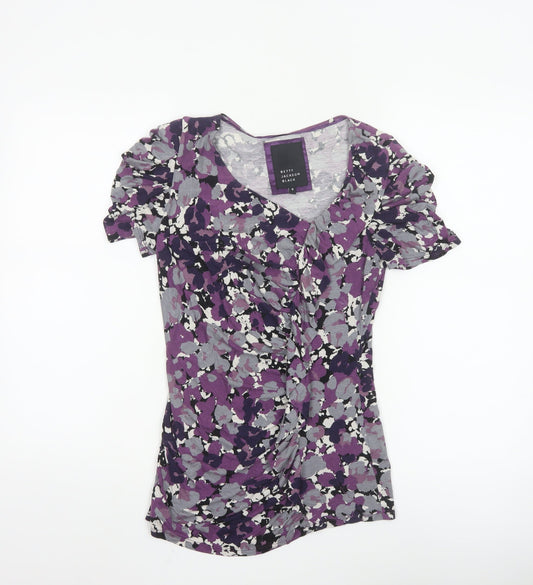 Additional front view of Betty Jackson Black women’s multicoloured, size UK 8, floral viscose ruched top