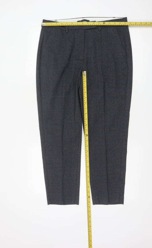 Marks and Spencer Womens Navy Mix Checked Trousers UK 14 Short