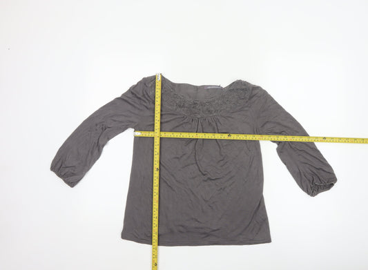 Boden Women's Grey Tunic Style Silk Blend Blouse UK 6