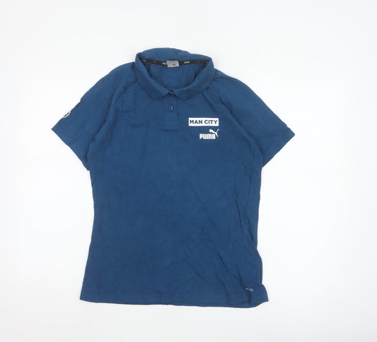Additional front view of Puma Women Blue Man City Polo Shirt M Short Sleeve