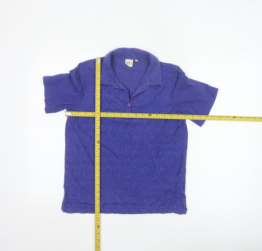 Cotton Traders Women's Purple Lace Polo Blouse Size 10