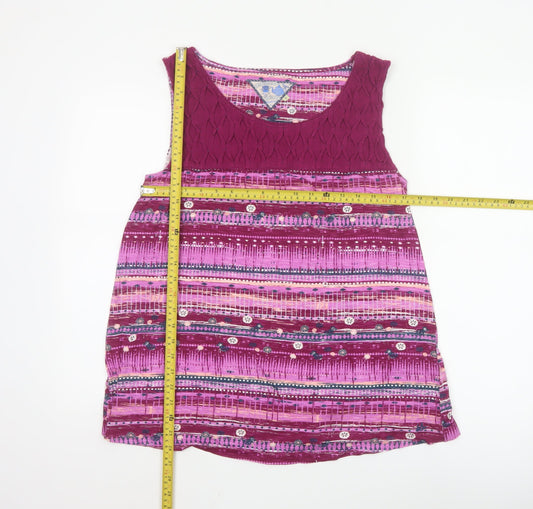 Mantaray Women’s Pink Bohemian Sleeveless Cotton Tunic Top Size 16
