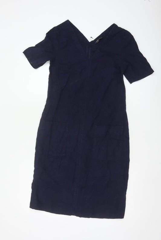 Marks & Spencer Women’s Navy Linen Blend Shift Dress Size 6