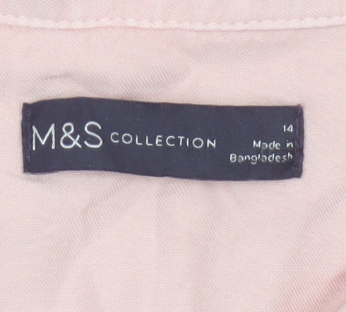 Marks and Spencer Women Pink Lyocell Button-Up Shirt Size 14