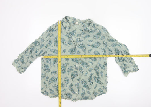 Monsoon Women Green Paisley 3/4 Sleeve Floral Blouse Size 14