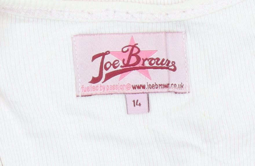 Joe Browns Women’s Pink Lace Trim Cotton Camisole Tank Top Size 14