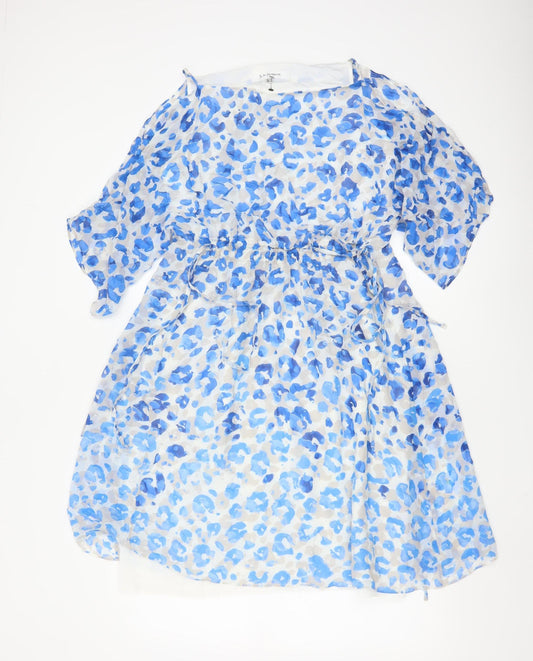 Additional front view of L.K. Bennett Women’s Blue Silk A-Line Dress UK 10 Classic Spring Style