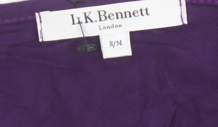 Brand and care label for L.K. Bennett Women's Purple Wrap Blouse S 3/4 Sleeve Viscose Top