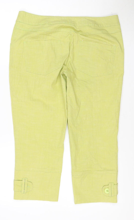 SOLO Italy Women’s Green Linen Blend Cropped Jeans Size 14