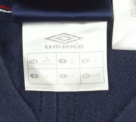Umbro Men’s Blue England V-Neck Short Sleeve T-Shirt XL