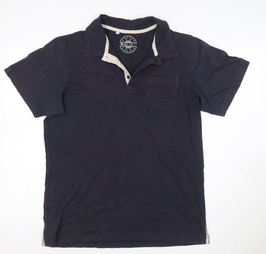 Monsoon Men's Blue Cotton Polo Shirt Size M Short Sleeve