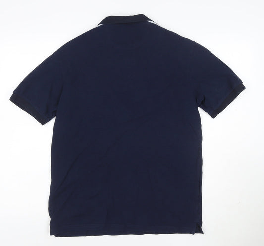 Zara Men's Blue Cotton Short Sleeve Polo Shirt Size L