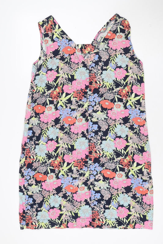 Next Women’s Multicoloured Floral Shift Dress Size 12 Sleeveless Linen Blend