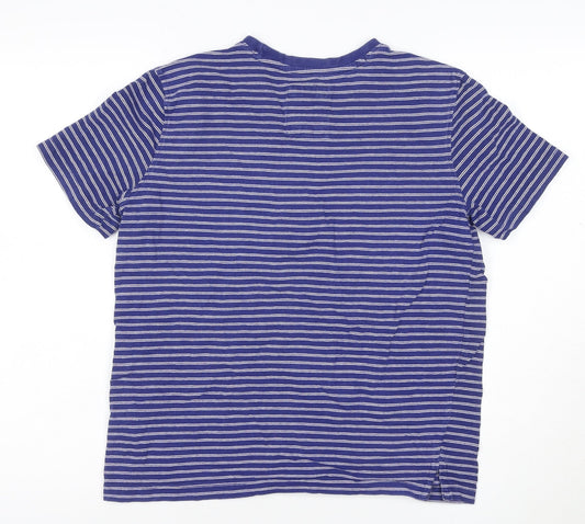 Crew Clothing Co. Men’s Blue Striped Cotton T-Shirt XS Regular Fit