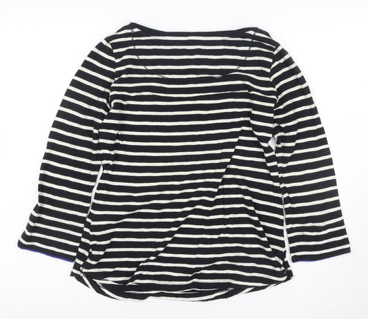 Arabella & Addison Women’s Black Stripe Cotton Boat Neck Top S