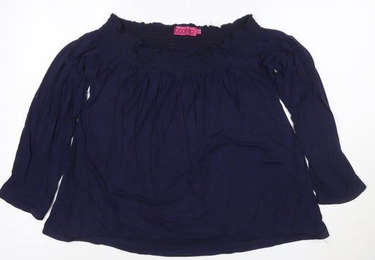 Boohoo Women's Blue Off Shoulder Long Sleeve Tunic Blouse Size 16