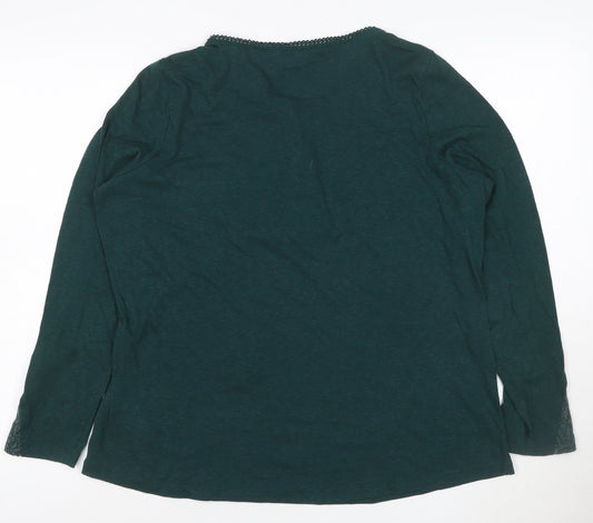 Marks and Spencer Women’s Green Long Sleeve Henley Lace Top Size 18