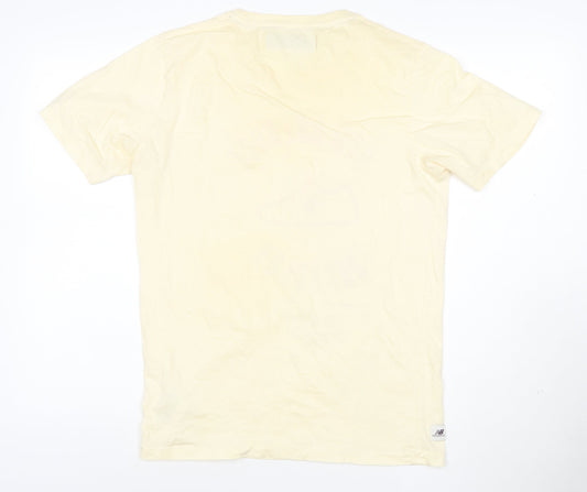 New Balance Men's Beige Track Club Cotton Crew Neck T-Shirt Medium