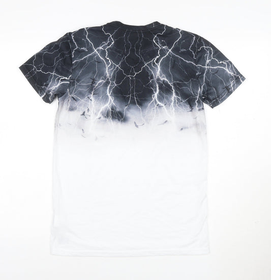 Firetrap Men's Black & White Lightning Graphic T-Shirt UK S