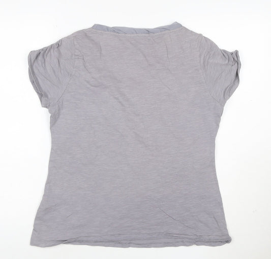 Rocha John Rocha Women's Grey Embroidered Floral T-Shirt Size 16