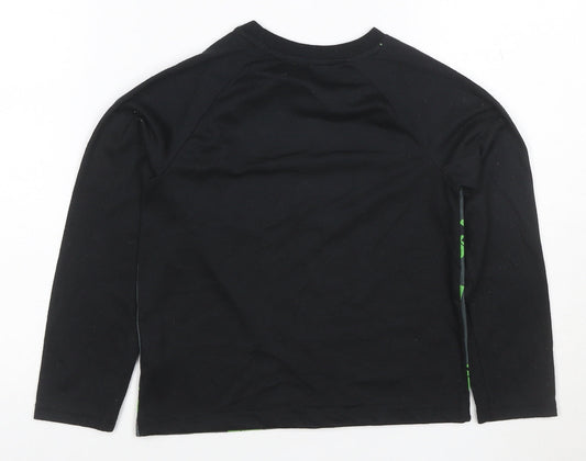 Minecraft Boys Black Long Sleeve Creeper Graphic Polyester T-Shirt 7-8 Years