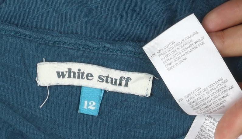White Stuff Womens Blue V-Neck Sleeveless Cotton Top Size 12