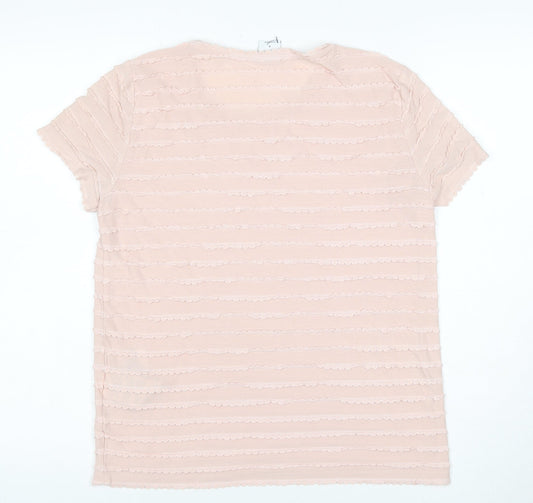 Vero Moda Womens Pink Short Sleeve Ruffle Jersey T-Shirt M