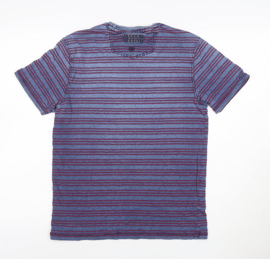 FatFace Men Blue Striped Short Sleeve Cotton Polo S