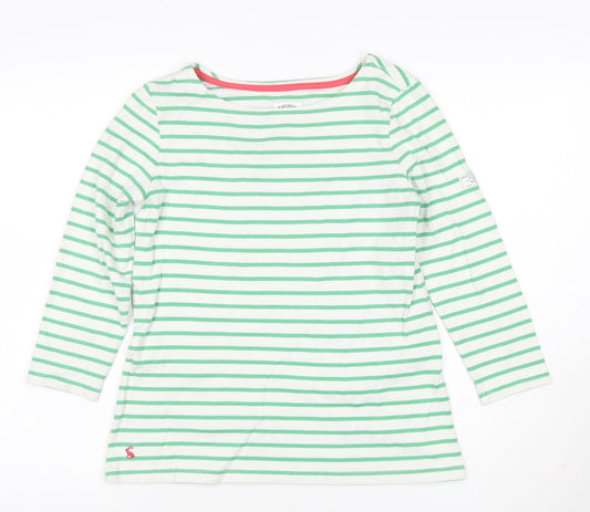 Joules Women Green Striped Long Sleeve Nautical Cotton Top Size 10
