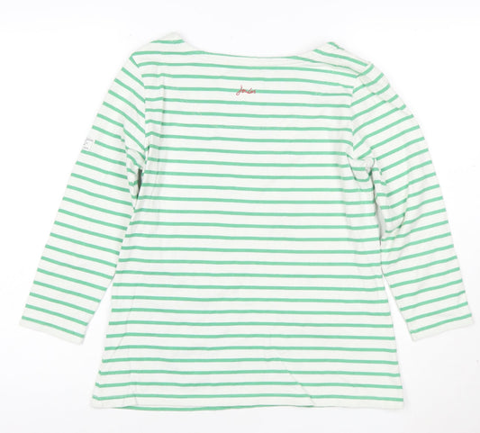 Joules Women Green Striped Long Sleeve Nautical Cotton Top Size 10