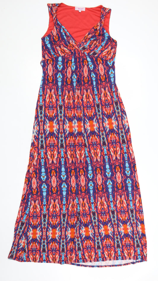 Marks & Spencer Per Una Women’s Multicoloured Midi A-Line V-Neck Sleeveless Dress Size 10