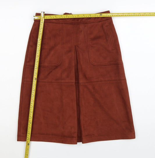Next Women’s Brown Suede Effect A-Line Knee Length Skirt UK 6