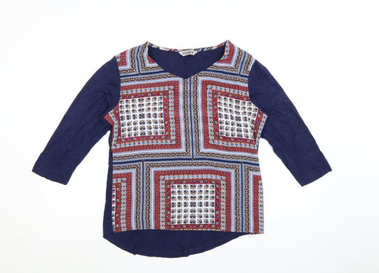 Additional front view of Alexara Women’s Multicoloured Geometric V-Neck Tunic Blouse, size UK 16