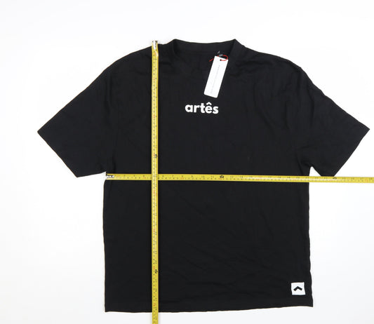 Artês Men's Black Cotton Crew Neck Short Sleeve T-Shirt Size M