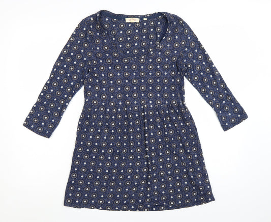 FatFace Women’s Blue Geometric Fit & Flare Jersey Dress Size 8