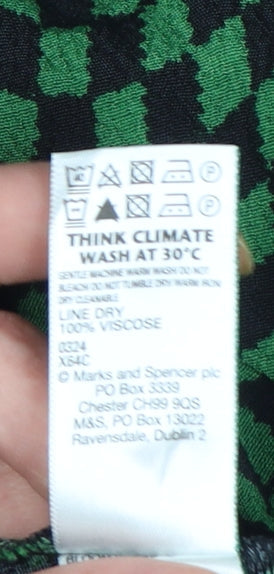 Marks and Spencer Women's Green Geometric Midi A-Line Dress Size 16