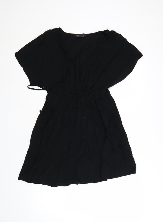 Marks & Spencer Women’s Black Viscose Short Sleeve Wrap Dress Size 10