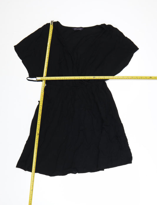 Marks and Spencer Women’s Black Viscose Short Sleeve Wrap Dress Size 10