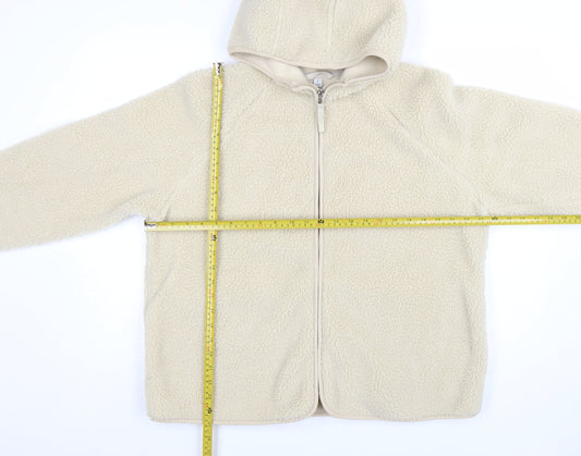 Marks and Spencer Women’s Beige Fleece Hooded Zip Jacket Size 18