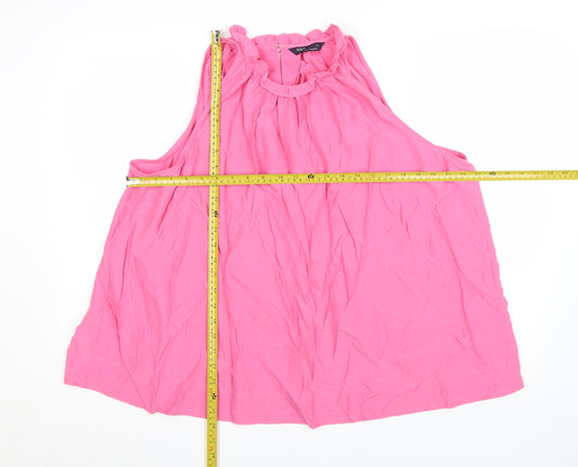 Marks and Spencer Women’s Pink Cotton Sleeveless Ruffle Blouse Size 20