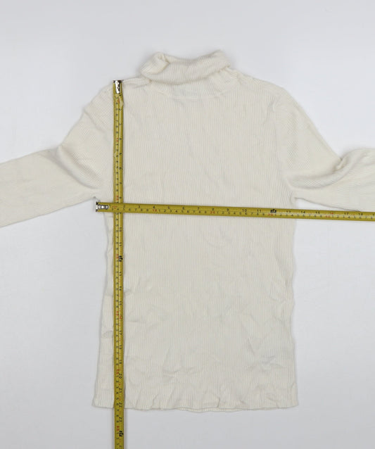 Marks and Spencer Women’s Ivory Roll Neck Slim Fit Knit Jumper Size 8