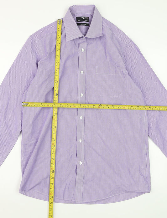 Thomas Nash Men's Purple Striped Easy Care Dress Shirt 15.5in Regular Fit