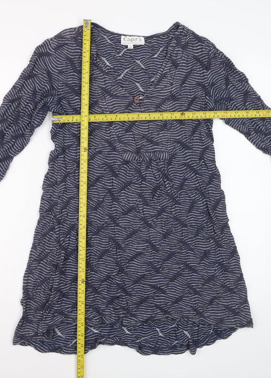 Capri Women Blue Stripe Cotton Knee Length Shift Dress Size 10