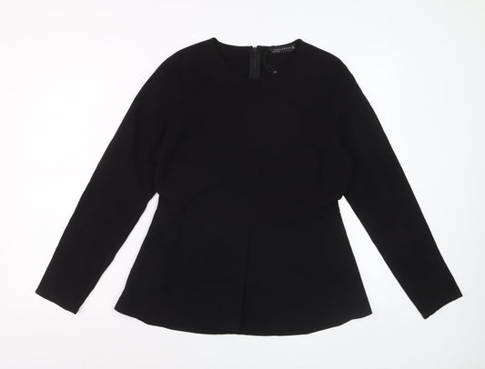 Additional front view of Zara Woman Black Long Sleeve Tunic Blouse, size 14