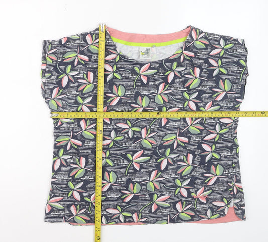 Weird Fish Womens Multicoloured Floral Cotton T-Shirt Size 16