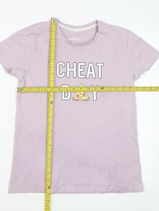 Threadbare Women’s Purple Cheat Day Cotton T-Shirt Size 10