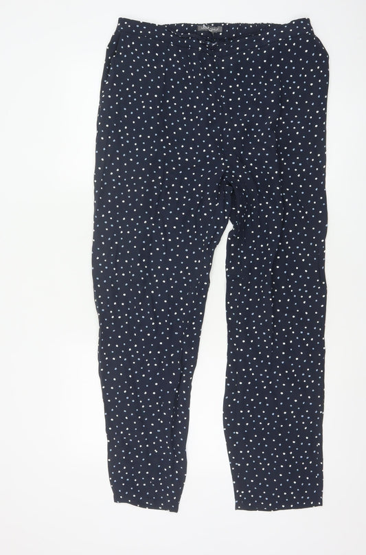 Laura Ashley Womens Blue Polka Dot Viscose Trousers Size 12