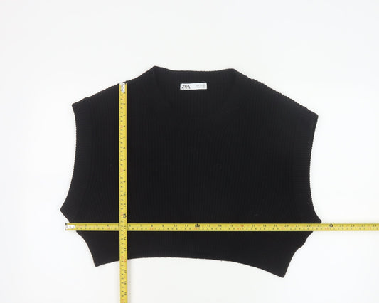 ZARA Women Black Sleeveless Knit Vest Jumper Size S
