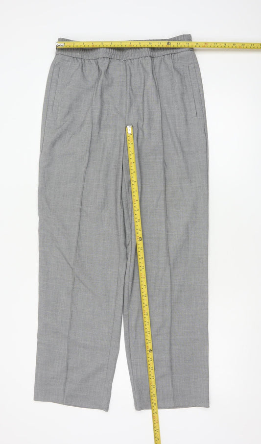 Next Women’s Grey Elastic Waist Pleated Straight Trousers Size 12L